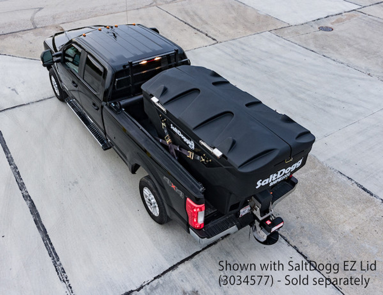 SHPE2000X - SaltDogg® 2.0 Cubic Yard Electric Black Poly Hopper Spreader - Extended Chute