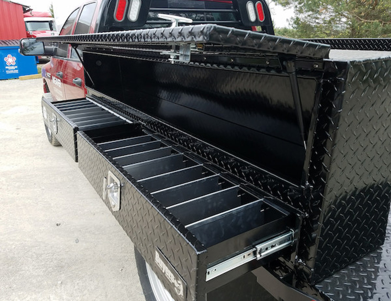 1725641 - 72 Inch Black Diamond Tread Aluminum Contractor Truck Box With  Drawer