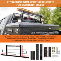 3052915 - KabGard Heavy-Duty Steel Pickup Truck Headache Rack Bundle with Mounting Brackets for Standard Toolbox,71 Inches