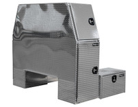 BP827054 - 70x54x82 Inch Diamond Tread Aluminum L-Pack Backpack Truck Box with Offset Floor 16.4 Inch Offset