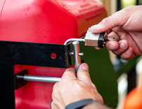 LT32 - Locking Gas Container Rack for Open/Enclosed Landscape Trailers