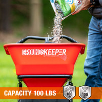 3042650 - Buyers Products Company Grounds Keeper All-Seasons Walk Behind Broadcast Spreader for Feed, Seed, Fertilizer and Rock Salt, 100 lbs. Capacity