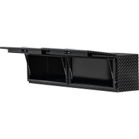 1721356 - 16x13x88 Inch Gloss Black Diamond Tread Aluminum Topsider Truck Box with Flip-Up Doors