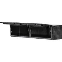 1721361 - 16x13x96 Inch Gloss Black Diamond Tread Aluminum Topsider Truck Box with Flip-Up Doors