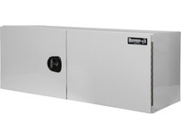 1706810 - 18x18x48 Inch White Smooth Aluminum Underbody Truck Tool Box - Double Barn Door, 3-Point Compression Latch