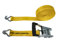 5483000 - 30 Foot Commercial Grade Ratchet Strap with Soft Rubber Grips - J Hooks