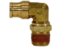 BE90M375P25S - Brass DOT Push-In Swivel Male Elbow 3/8 Inch Tube O.D. x 1/4 Inch Pipe Thread