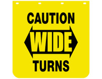 B2424YC - Caution Wide Turns Yellow Polymer Mudflaps 24x24 Inch