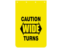 B2436YC - Caution Wide Turns Yellow Polymer Mudflaps 24x36 Inch