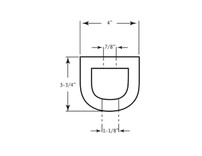 D412 - Extruded Rubber D-Shaped Bumper with 2 Holes - 4 x 3-3/4 x 12 Inch Long