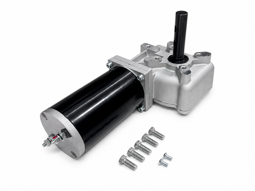 900W/60:1 - 1.5 HP - Universal Replacement Dump Truck / Trailer Tarp Motor w/ Chrome Cover - 3 Yr Warranty
