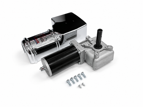 1200W/90:1 - 2 HP - Universal Replacement Dump Truck / Trailer Tarp Motor w/ Chrome Cover - 3 Yr Warranty