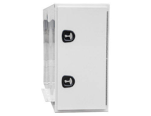 BP964824WLL - White Steel Straight Side Backpack Truck Box with Adjustable Shelving