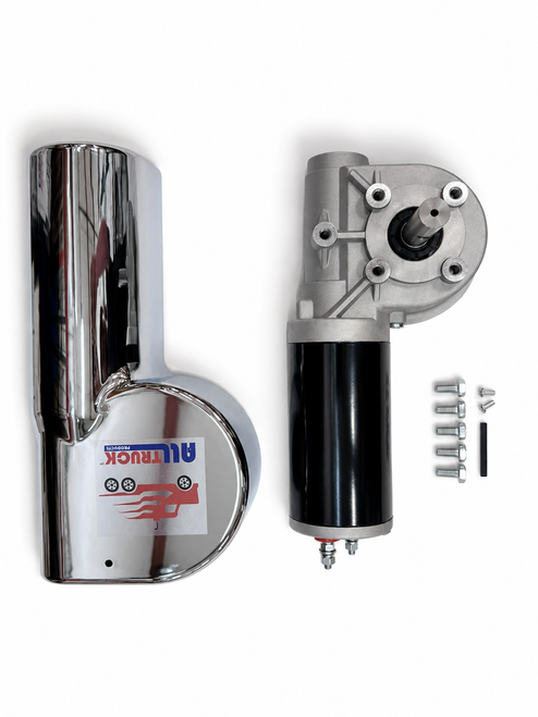 1500W/60:1 - 2.1 HP - Universal Replacement Dump Truck Trailer Tarp Motor w/ Chrome Cover - 3 Yr Warranty