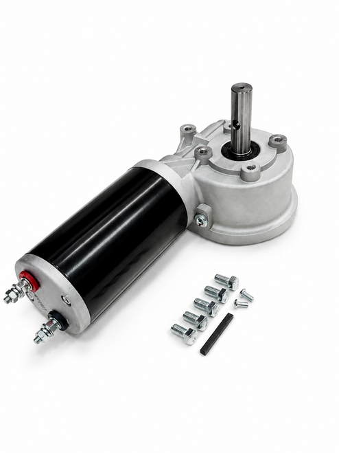 1500W/60:1 - 2.1 HP - Universal Replacement Dump Truck Trailer Tarp Motor w/ Chrome Cover - 3 Yr Warranty