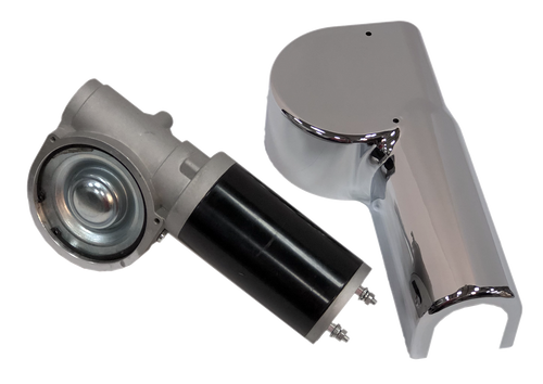 1500W/60:1 - 2.1 HP - Universal Replacement Dump Truck Trailer Tarp Motor w/ Chrome Cover - 3 Yr Warranty