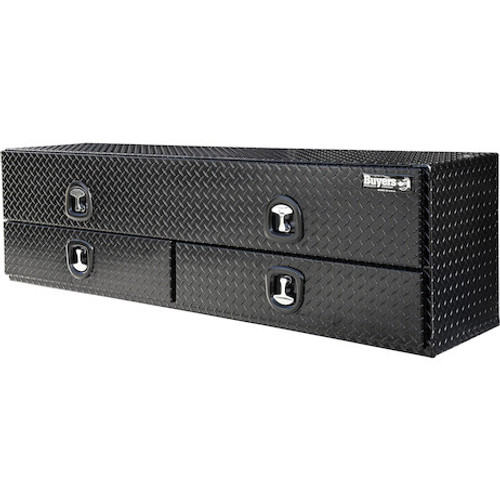 1721678 - 21x18x72 Inch Gloss Black Diamond Tread Aluminum Heavy-Duty Flatbed Contractor With Lower Drawers