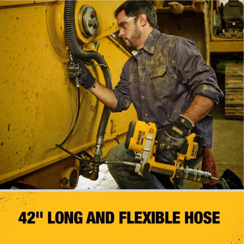 DEWALT 20V MAX Grease Gun Kit, Cordless, 42” Long Hose, 10,000 PSI, Variable Speed Triggers, Battery, Charger & Case Included (DCGG571M1)