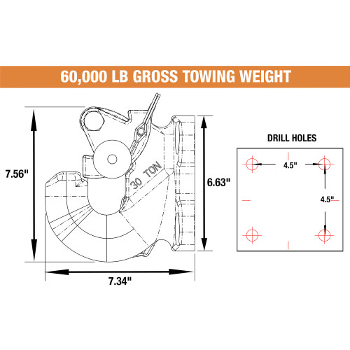 10044 - 30 Ton Pintle Hitch w/ Mounting Kit (PH30 w/ Hardware)