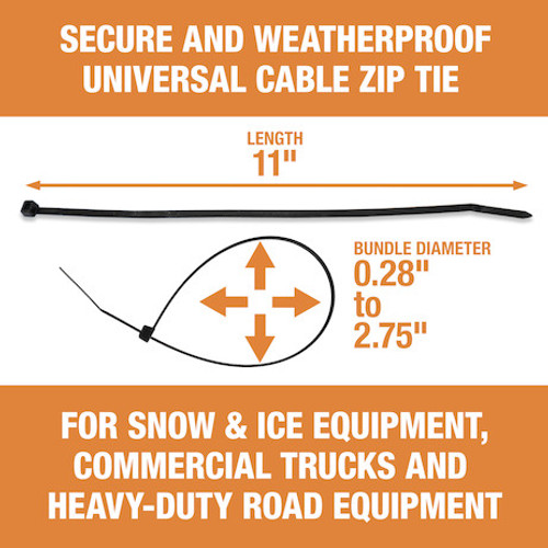 BTN011WR - 0.180 x 11 Inch Black Weather Resistant Zip Ties 50 Pound, 500 Pieces