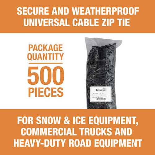 BTN011WR - 0.180 x 11 Inch Black Weather Resistant Zip Ties 50 Pound, 500 Pieces