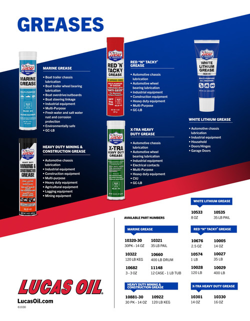 Lucas Oil 10574 Red "N" Tacky Grease NLGI#2, 1 lb Tub