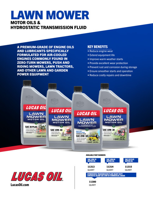 Lucas Oil 11300  Synthetic Blend SAE 20w-50 Zero-Turn Hydrostatic Transmission Fluid, 1 Quart