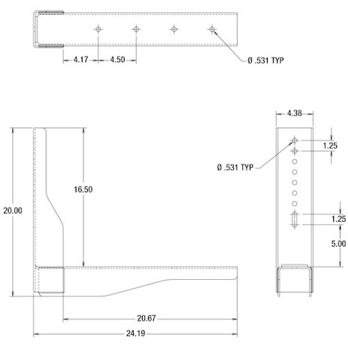 1701018 - Pro Series Gloss Black Structural Steel Mounting Brackets, For Use With 18x18 Underbody Truck Boxes