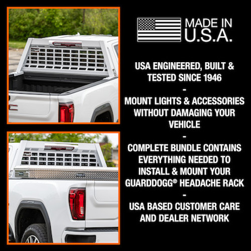 851305 - 20.20-inch Tall Gloss White Heavy-Duty Steel GuardDogg Pickup Truck Headache Rack Bundle with Mounting Brackets
