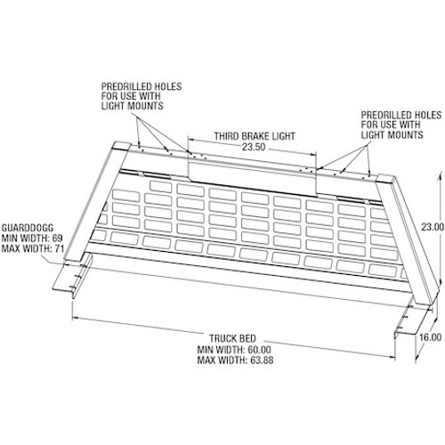 851405 - 23.00-inch Tall Gloss White Heavy-Duty Steel GuardDogg Pickup Truck Headache Rack Bundle with Mounting Brackets