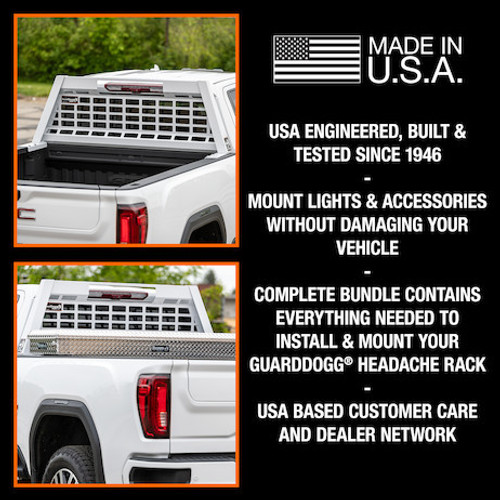 851405 - 23.00-inch Tall Gloss White Heavy-Duty Steel GuardDogg Pickup Truck Headache Rack Bundle with Mounting Brackets