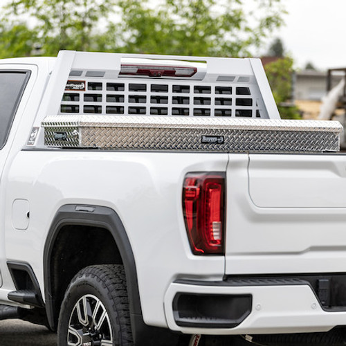 851505 - 23.50-inch Tall Gloss White Heavy-Duty Steel GuardDogg Pickup Truck Headache Rack Bundle with Mounting Brackets