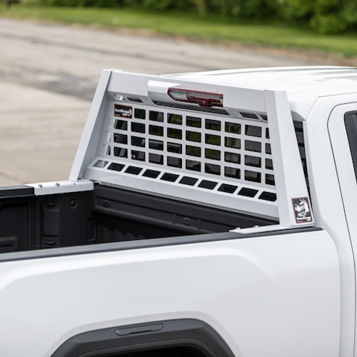 851605 - 25.00-inch Tall Gloss White Heavy-Duty Steel GuardDogg Pickup Truck Headache Rack Bundle with Mounting Brackets
