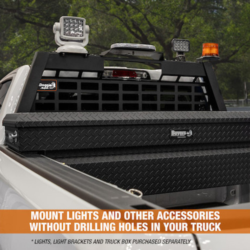 851605 - 25.00-inch Tall Gloss White Heavy-Duty Steel GuardDogg Pickup Truck Headache Rack Bundle with Mounting Brackets