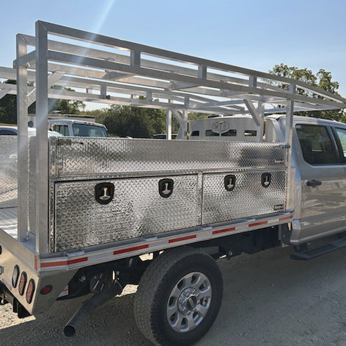 1744196 - 9.5x18x96 Heavy-Duty Diamond Tread Aluminum Open-Top Cargo Basket With Drop Door