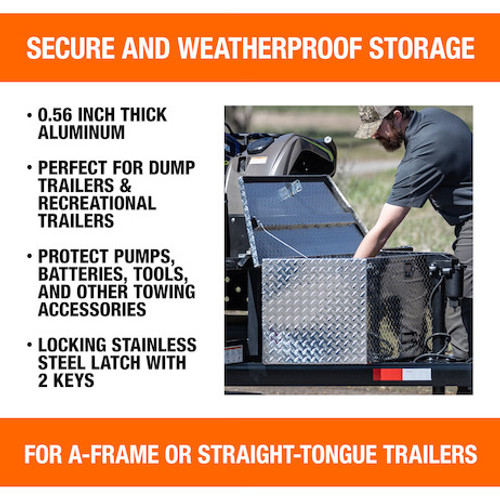 1721383 - 35 Inch Wide Gloss Black Diamond Tread Aluminum Trailer Tongue Truck Box