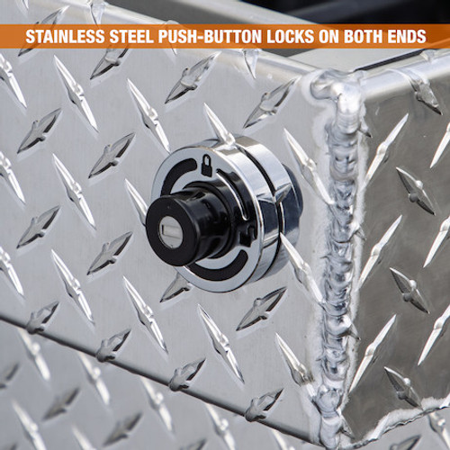 1709435F - 18x20x71 Inch Diamond Tread Aluminum Crossover Truck Box, Keyed Alike For Fleets