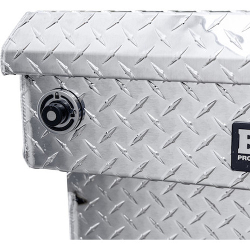 1709450F - 23x27x71 Inch Diamond Tread Aluminum Crossover Truck Box, Keyed Alike For Fleets