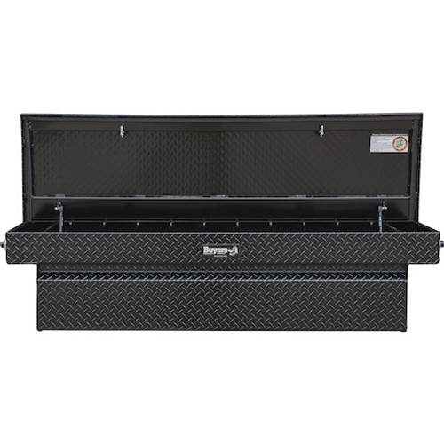 1729435F - 18x20x71 Inch Gloss Black Diamond Tread Aluminum Crossover Truck Box, Keyed Alike For Fleets