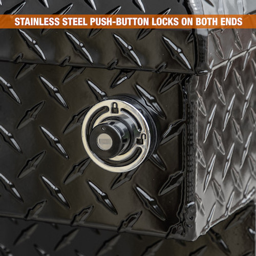 1729435F - 18x20x71 Inch Gloss Black Diamond Tread Aluminum Crossover Truck Box, Keyed Alike For Fleets