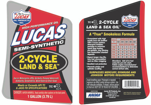 Lucas Oil 10557 Semi-Synthetic TC-W3 2-Cycle Land and Sea Oil, 1 Gallon