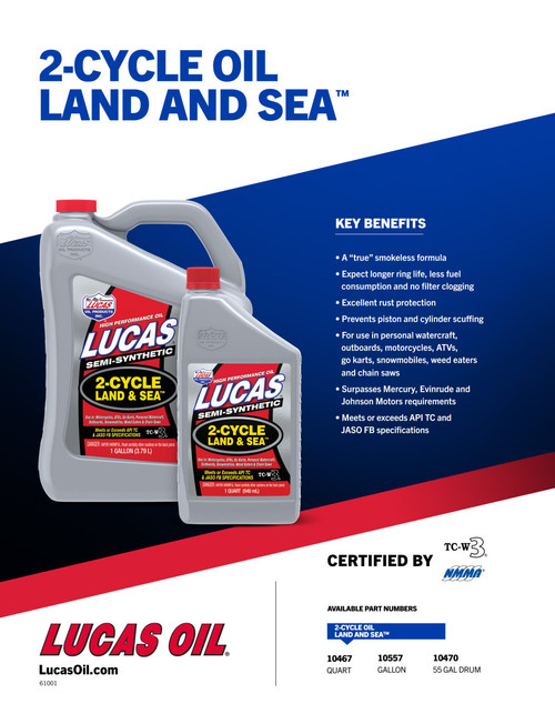 Lucas Oil 10557 Semi-Synthetic TC-W3 2-Cycle Land and Sea Oil, 1 Gallon