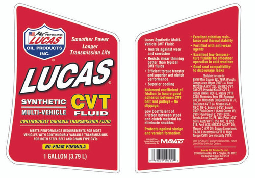 Lucas Oil 10112 Synthetic CVT Transmission Fluid, 1 Gallon