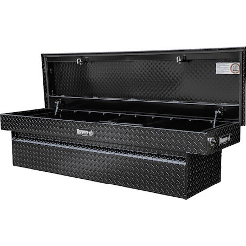 1729440F - 23x20x71 Inch Gloss Black Diamond Tread Aluminum Crossover Truck Box, Keyed Alike For Fleets