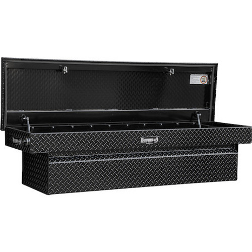 1729440F - 23x20x71 Inch Gloss Black Diamond Tread Aluminum Crossover Truck Box, Keyed Alike For Fleets