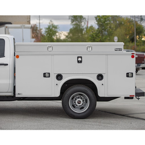 1702821 - 14x108 Heavy-Duty Gloss White Steel Top Mount Service Body Truck Tool Box