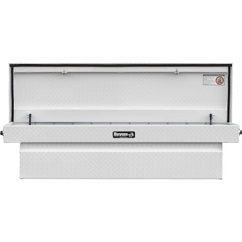 1749435F - 18x20x71 Inch Gloss White Diamond Tread Aluminum Crossover Truck Tool Box, Keyed Alike For Fleets