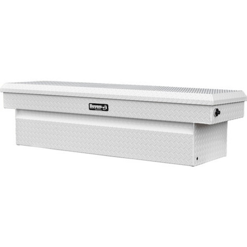 1749435F - 18x20x71 Inch Gloss White Diamond Tread Aluminum Crossover Truck Tool Box, Keyed Alike For Fleets