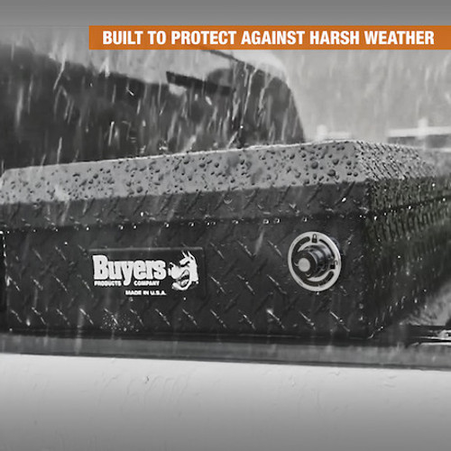 1739440F - 23x20x71 Inch Textured Matte Black Diamond Tread Aluminum Crossover Truck Tool Box, Keyed Alike For Fleets