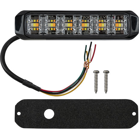 8891828 - 5 Inch Wide Angle Tri-Color LED Strobe Light, Amber/Blue/Clear